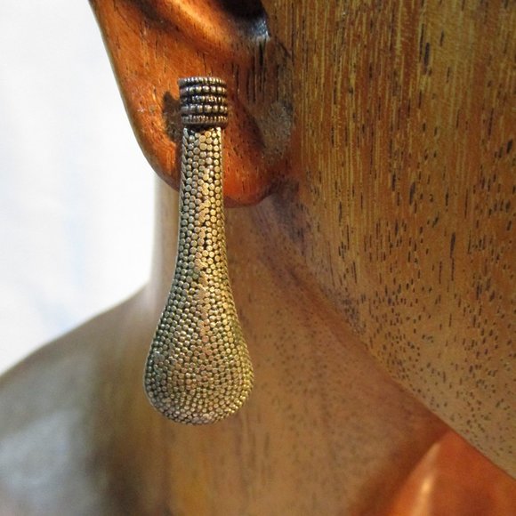 STERLING SILVER Ball Bead Pierced Earring Ethnic - Picture 3 of 5